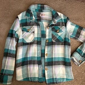 SO Teal and White Plaid Jacket